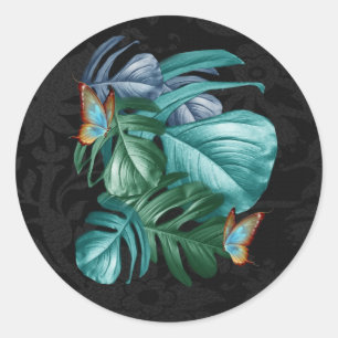 Butterflies of Paradise/Tropical Turquoise Splash  Classic Round Sticker