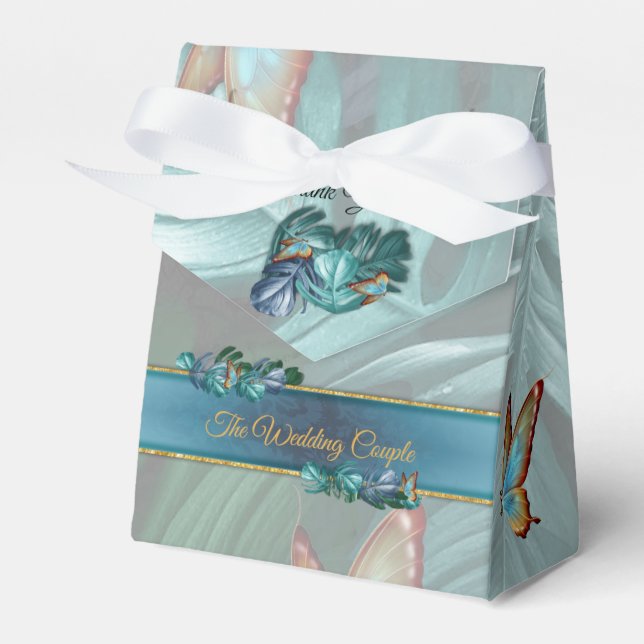 Butterflies of Paradise/Tropical Turquoise Splash Favor Box (Front Side)
