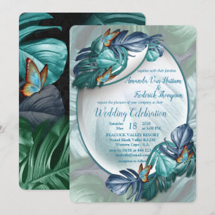 Butterflies of Paradise/Tropical Turquoise Splash Invitation