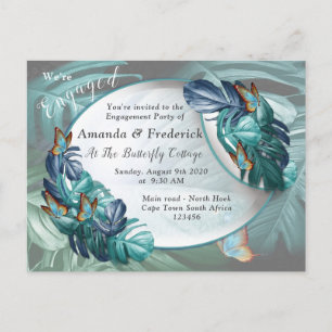 Butterflies of Paradise/Tropical Turquoise Splash Invitation Postcard