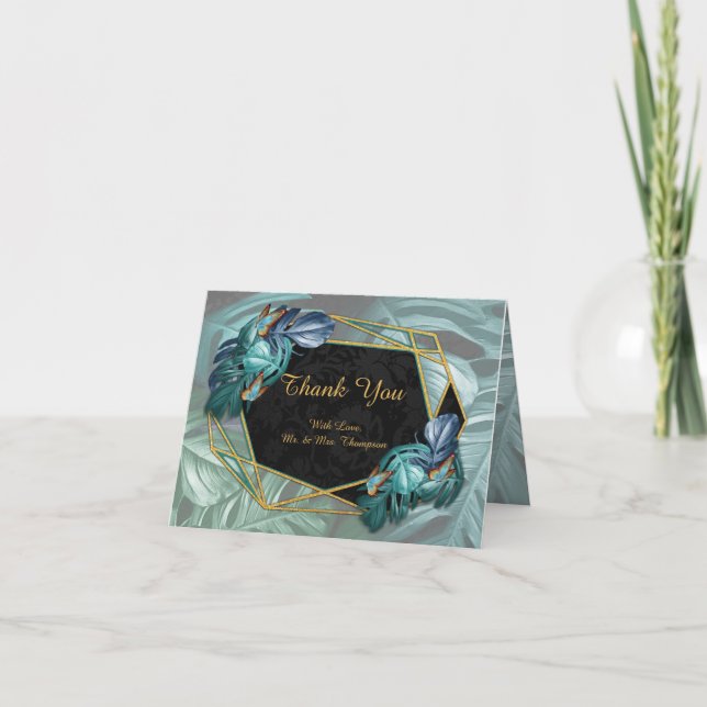Butterflies of Paradise/Tropical Turquoise Splash Thank You Card (Front)