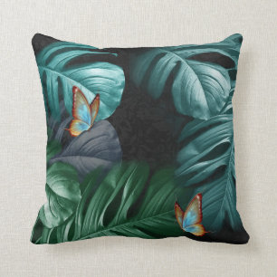 Butterflies of Paradise Tropical Turquoise Splash Throw Pillow
