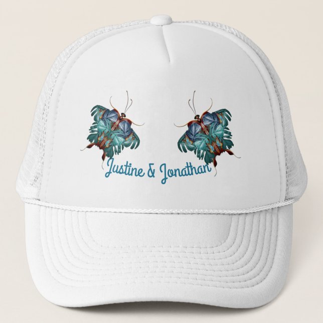 Butterflies of Paradise/Tropical Turquoise Splash Trucker Hat (Front)