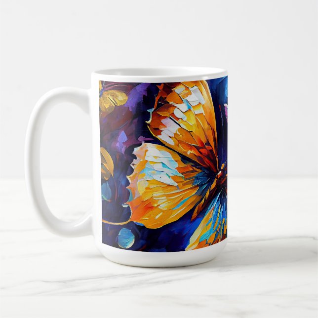 Butterflies Oil Painting Style design 3 Coffee Mug (Left)