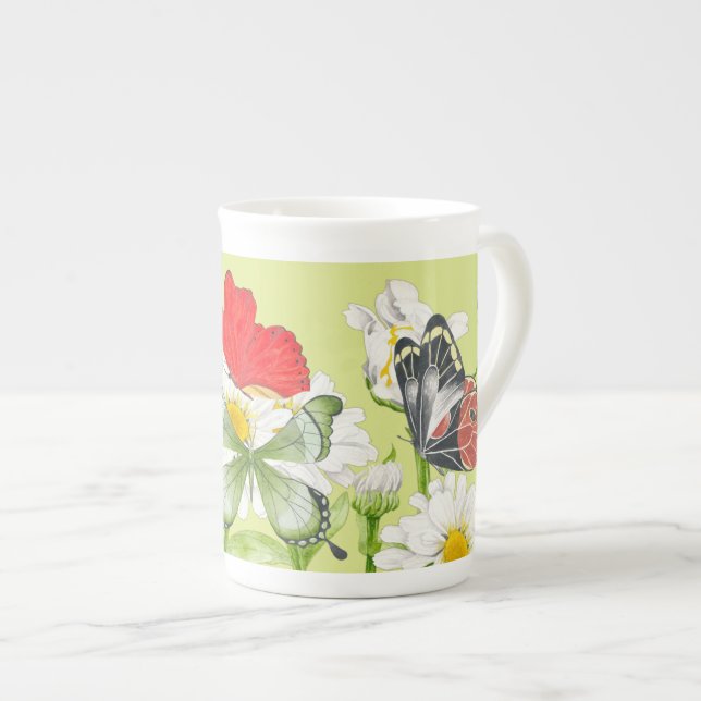 Butterflies on a Bone China Mug (Front Right)