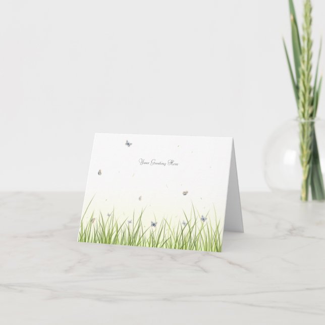 Butterflies on a Sunny Day Pretty Personalized Note Card (Front)