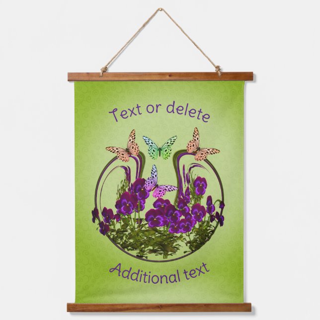 Butterflies On Abstract Flower Art Personalized Hanging Tapestry (Front)