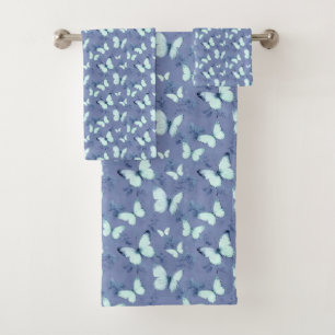 Butterflies on Blue Bath Towel Set
