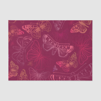 Butterflies on Burgundy Wine Red Decoupage Tissue Paper