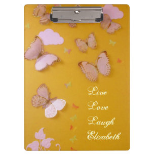 Butterflies on Gold Personalized Clipboard
