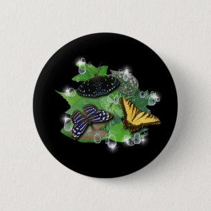 Butterflies on Leaves 2 Inch Round Button