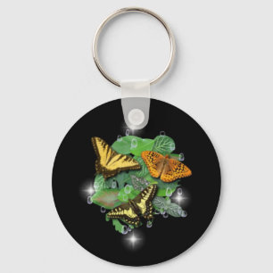 Butterflies on Leaves Keychain
