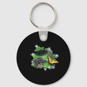 Butterflies on Leaves Keychain