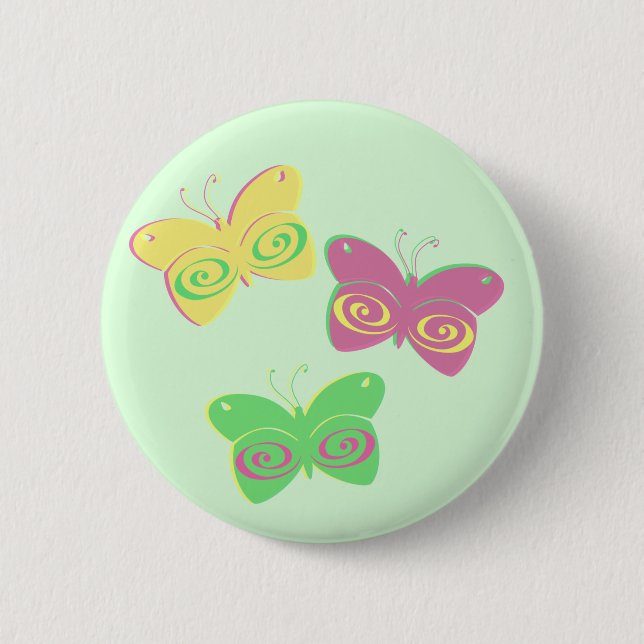 Butterflies on light green background 2 inch round button (Front)