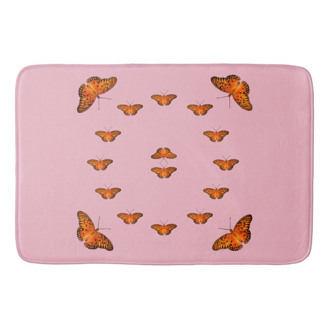 Butterflies on pink Bath Mat (Front)