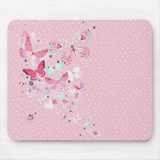 Butterflies On Polka Dots  Mouse Pad (Front)