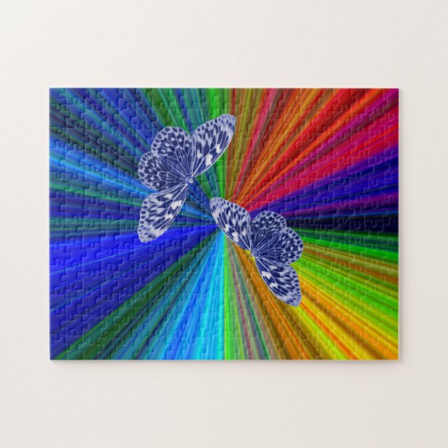 Butterflies on rainbow colors jigsaw puzzle (Horizontal)