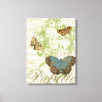 Butterflies on Sheet Music with Floral Design
