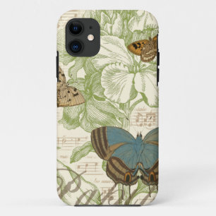 Butterflies on Sheet Music with Floral Design iPhone 11 Case