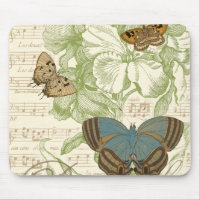 Butterflies on Sheet Music with Floral Design