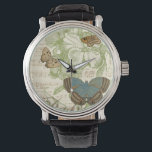 Butterflies on Sheet Music with Floral Design Watch<br><div class="desc">A green floral design and sheet music serves as the background to a trio of butterflies in this piece by Vision Studio. The French word for butterfly, papillon, is emblazoned at the bottom of the piece as well. If you have a strong love of butterflies, nature, or just like surrounding...</div>