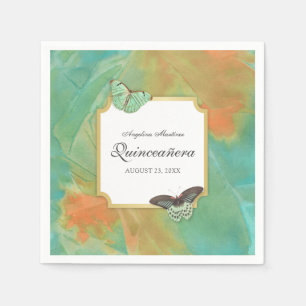 Butterflies on Southwest Colours Quinceanera Napkin