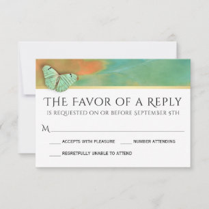 Butterflies on Southwest Colours Wedding RSVP Card