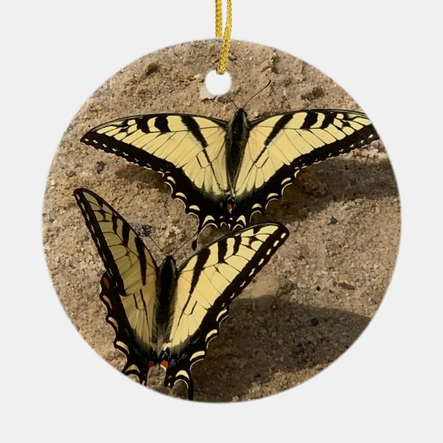 Butterflies on the Beach Ceramic Ornament (Front)
