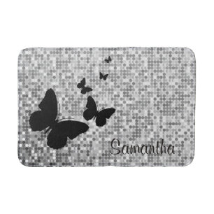 Butterflies on Tiles Design Bath Mat