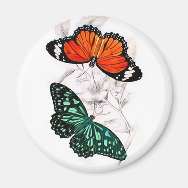 Butterflies - Orange and Green Magnet (Front)