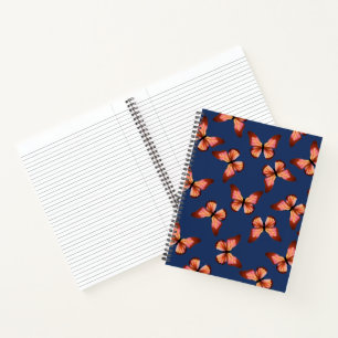 Butterflies Orange Pink Black Pattern Notebook