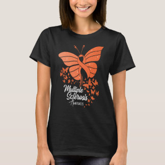 Butterflies & Orange Ribbon Multiple Sclerosis Awa T-Shirt