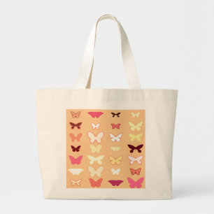 Butterflies, orange, yellow and coral large tote bag
