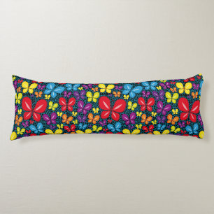 Butterflies over water . BFYOW01.Black BG Body Pillow