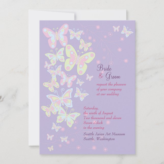 Butterflies (Pastel Burst) Invitation (Front)