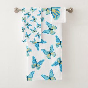 Butterflies Pattern Custom Colours Graphic Bath Towel Set