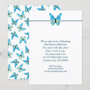 Butterflies Pattern Custom Colours Graphic Party Invitation