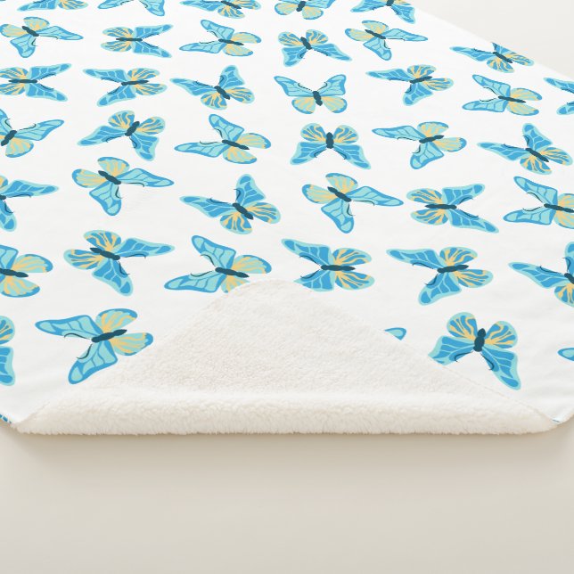 Butterflies Pattern Custom Colours Graphic Sherpa Blanket (3/4)