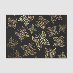Butterflies Pattern Gold Black Tissue Paper
