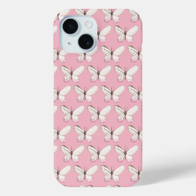Butterflies Pattern Personalized Pink Phone Case (Back)