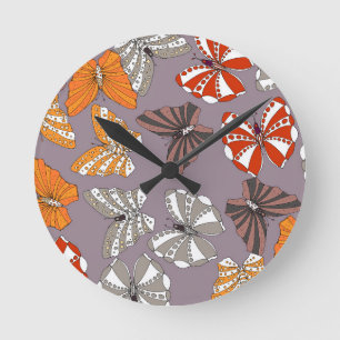 Butterflies Pattern Round Clock