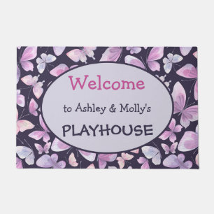 Butterflies personalized kids playhouse welcome doormat