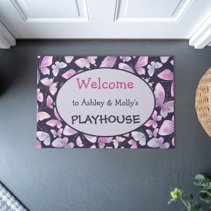 Butterflies personalized kids playhouse welcome doormat
