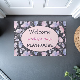 Butterflies personalized kids playhouse welcome doormat