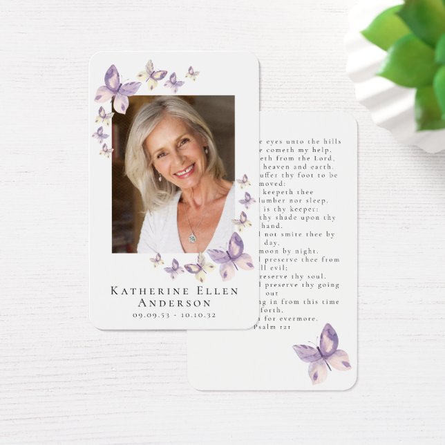 Butterflies Photo Funeral Memorial Prayer Card (Desk)