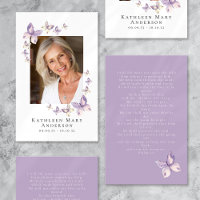 Butterflies Photo Funeral Memorial Prayer Card