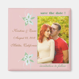 Butterflies - Photo save the date magnet - pink