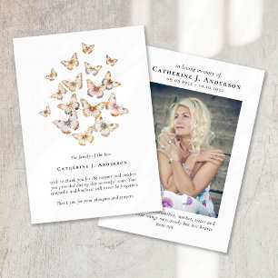 Butterflies Photo Sympathy Funeral Memorial Thank You Card