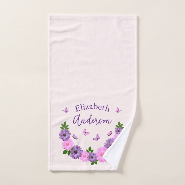 Butterflies Pink and Purple Hand Towel (Hand Towel)
