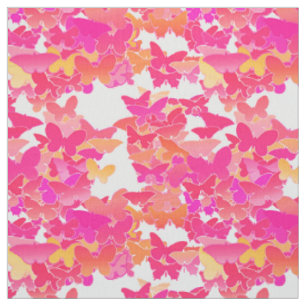 Butterflies, pink, fuchsia and coral fabric